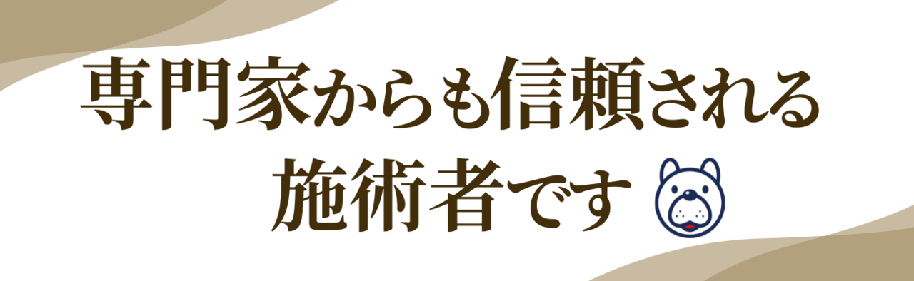 『専門家からも信頼される施術者です』の文字とマスコットのイラスト。肩こりや首の不調に対して専門家から信頼を得ている施術者を紹介する見出し画像
