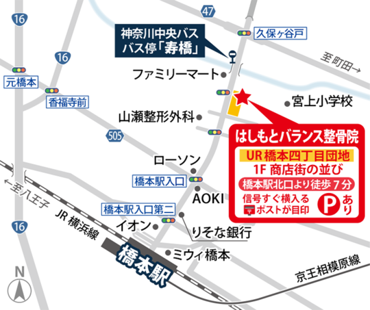 アクセス 当院概要 相模原市緑区橋本 はしもとバランス整骨院 整体院 腰痛